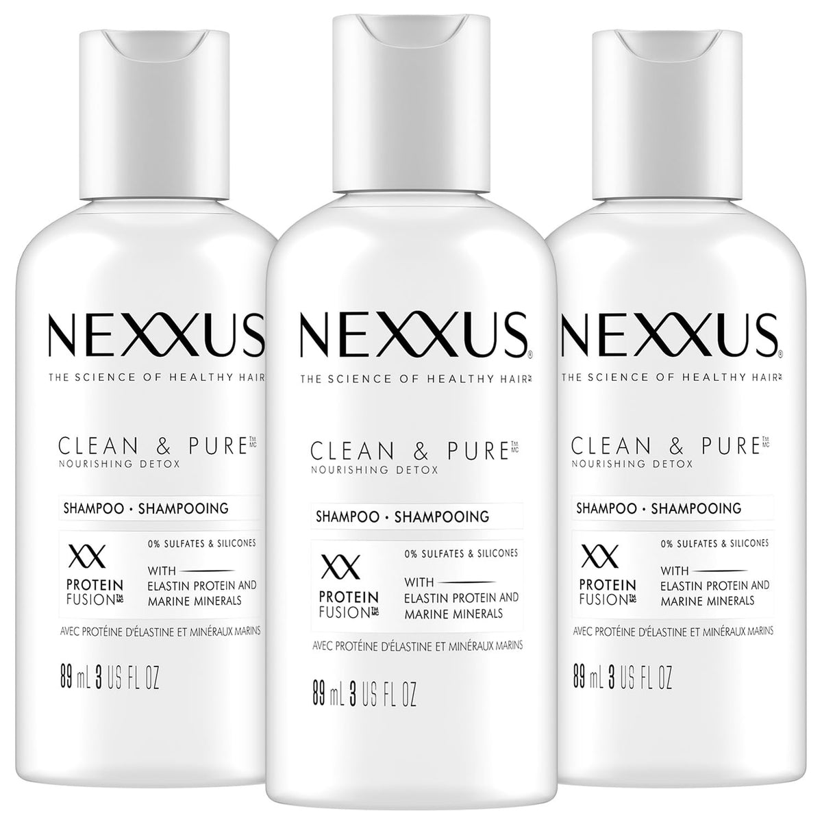 Nexxus Clean & Pure Shampoo — Travel 3-Pack